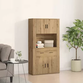   Magas Tároló fiókkal kézműves tölgy 80 x 33 x 150 cm Faanyag