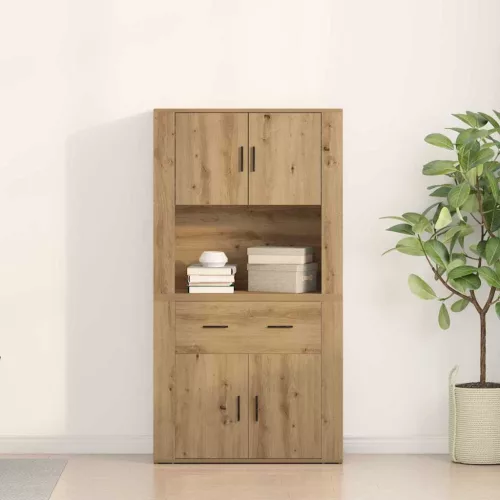 Magas Tároló fiókkal kézműves tölgy 80 x 33 x 150 cm Faanyag