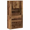 Magas Szekrény fiókkal Régi fa 80 x 33 x 150 cm Faanyag