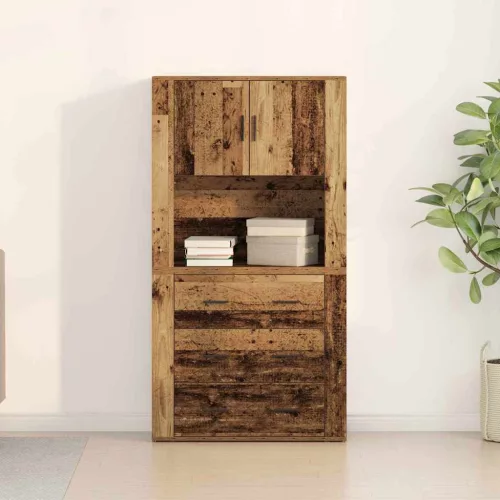 Magas Szekrény fiókkal Régi fa 80 x 33 x 150 cm Faanyag