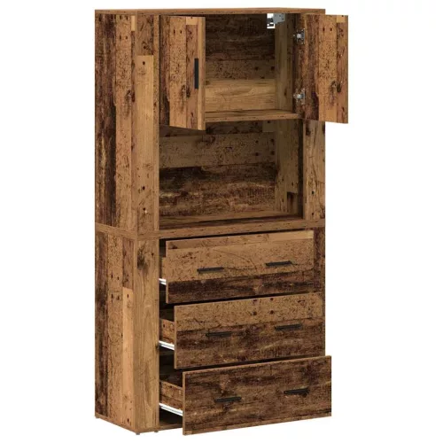 Magas Szekrény fiókkal Régi fa 80 x 33 x 150 cm Faanyag