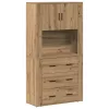 Magas Szekrény fiókkal kézműves tölgy 80 x 33 x 150 cm Faanyag
