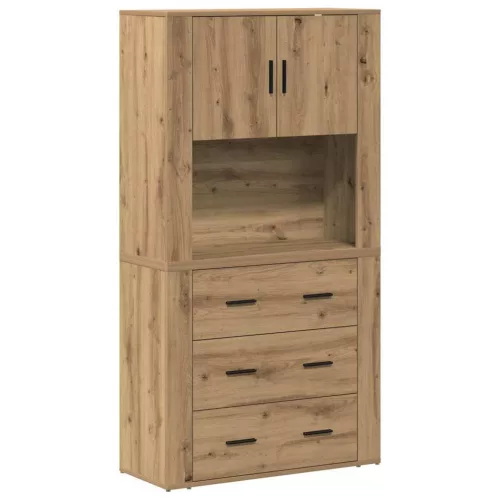 Magas Szekrény fiókkal kézműves tölgy 80 x 33 x 150 cm Faanyag