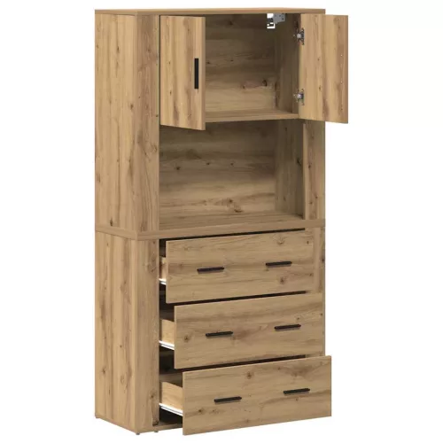 Magas Szekrény fiókkal kézműves tölgy 80 x 33 x 150 cm Faanyag