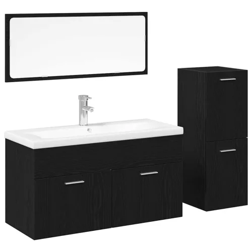 Fürdőszobai Bútor Szett 4 pcs Fekete tölgy 90 x 38,5 x 50 cm