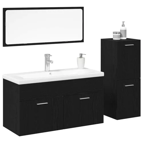Fürdőszobai Bútor Szett 4 pcs Fekete tölgy 90 x 38,5 x 50 cm