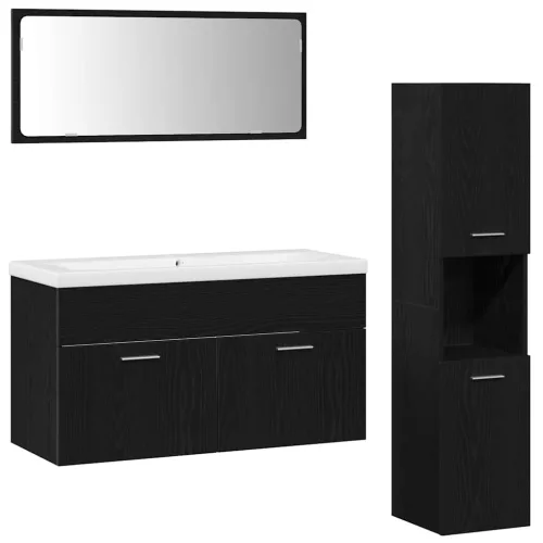 Fürdőszobai bútorkészlet 4 pcs Fekete tölgy 90 x 38.5 x 46 cm