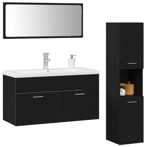 Fürdőszobai bútorkészlet 4 pcs Fekete tölgy 90 x 38.5 x 46 cm