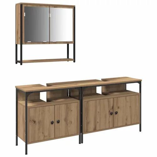 Fürdőszoba bútor szett 3 pcs Barna 80 x 30 x 60 cm Faanyag