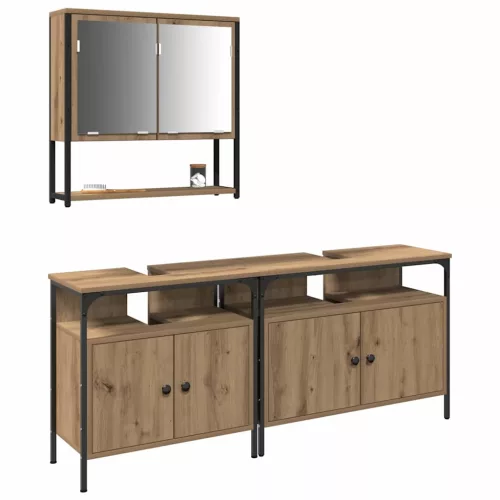 Fürdőszoba bútor szett 3 pcs Barna 80 x 30 x 60 cm Faanyag