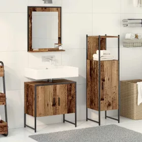   Fürdőszoba bútor szett 3 pcs Barna 33 x 33 x 102.5 cm Faanyag