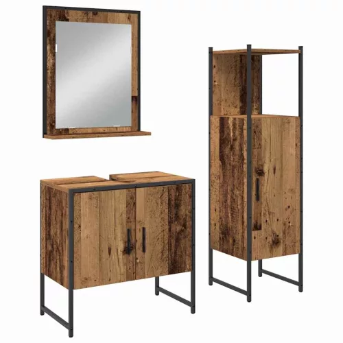 Fürdőszoba bútor szett 3 pcs Barna 33 x 33 x 102.5 cm Faanyag