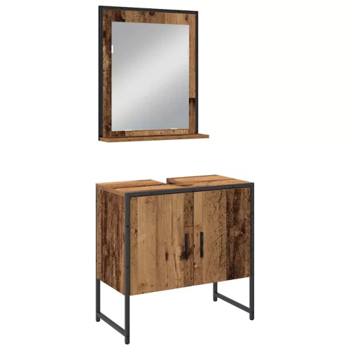 Fürdőszoba bútor szett 3 pcs Barna 33 x 33 x 102.5 cm Faanyag