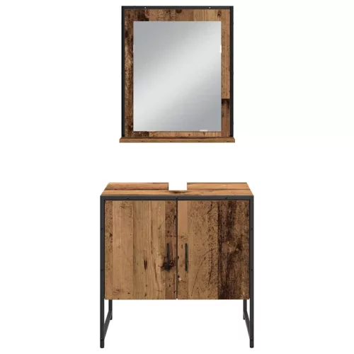 Fürdőszoba bútor szett 3 pcs Barna 33 x 33 x 102.5 cm Faanyag