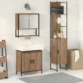   Fürdőszoba bútor szett 3 pcs Barna 33 x 33 x 185.5 cm Faanyag