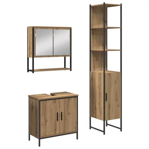 Fürdőszoba bútor szett 3 pcs Barna 33 x 33 x 185.5 cm Faanyag