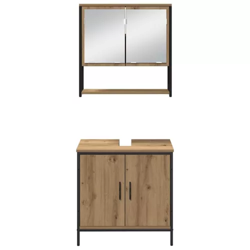 Fürdőszoba bútor szett 3 pcs Barna 33 x 33 x 185.5 cm Faanyag