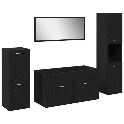 Fürdőszoba Bútor Szett 4 pcs Fekete tölgy 30 x 30 x 130 cm