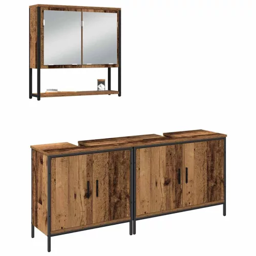 Fürdőszoba bútor szett 3 pcs Barna 80 x 30 x 44 cm Faanyag