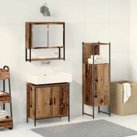   Fürdőszoba bútor szett 3 pcs Barna 33 x 33 x 102.5 cm Faanyag