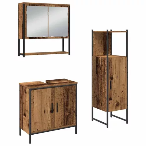 Fürdőszoba bútor szett 3 pcs Barna 33 x 33 x 102.5 cm Faanyag