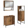 Fürdőszoba bútor szett 3 pcs Barna 33 x 33 x 102.5 cm Faanyag