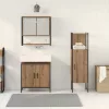 Fürdőszoba bútor szett 3 pcs Barna 33 x 33 x 102.5 cm Faanyag