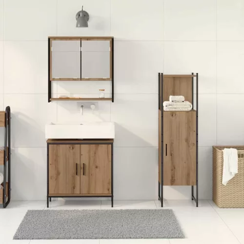 Fürdőszoba bútor szett 3 pcs Barna 33 x 33 x 102.5 cm Faanyag