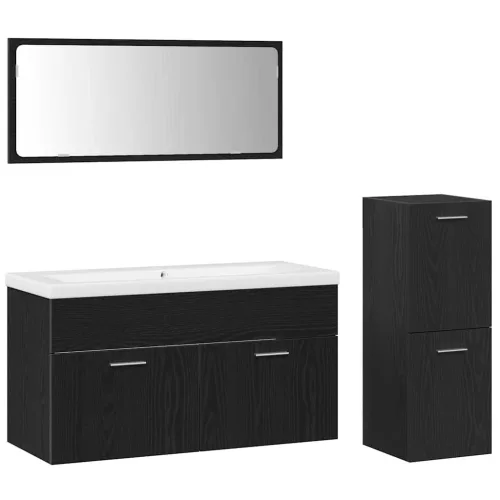 Fürdőszoba Bútor Szett 4 pcs Fekete tölgy 91 x 39.5 x 46 cm