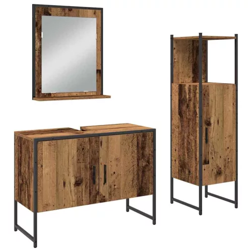 Fürdőszoba bútor szett 3 pcs Barna 33 x 33 x 102.5 cm Faanyag