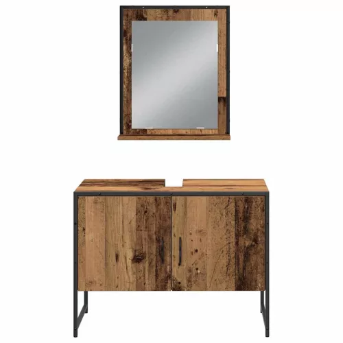 Fürdőszoba bútor szett 3 pcs Barna 33 x 33 x 102.5 cm Faanyag