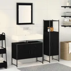   Fürdőszoba bútor szett 3 pcs Fekete 33 x 33 x 102.5 cm Faanyag