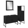 Fürdőszoba bútor szett 3 pcs Fekete 33 x 33 x 102.5 cm Faanyag