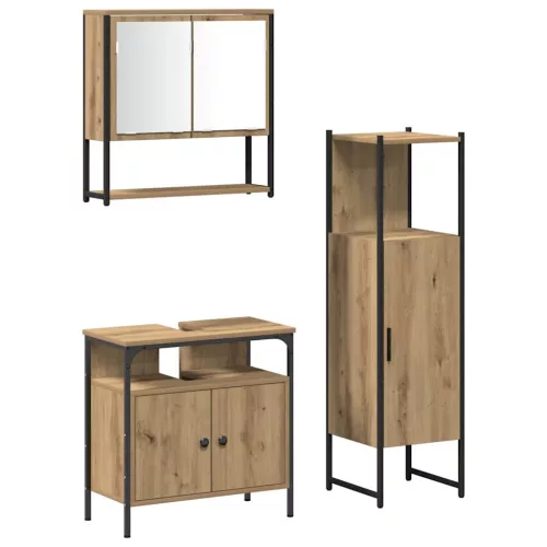 Fürdőszoba bútor szett 3 pcs Barna 33 x 33 x 120.5 cm Faanyag