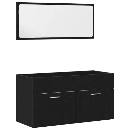 Fürdőszoba bútor szett 2 pcs Fekete tölgy 90 x 38.5 x 46 cm