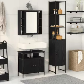   Fürdőszobai Szekrény Szett 3 pcs Musta tammi 33 x 33 x 185.5 cm