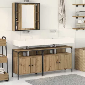   Fürdőszobai Mosdószekrények 3 pcs Barna 80 x 30 x 60 cm Faanyag