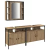 Fürdőszobai Mosdószekrények 3 pcs Barna 80 x 30 x 60 cm Faanyag