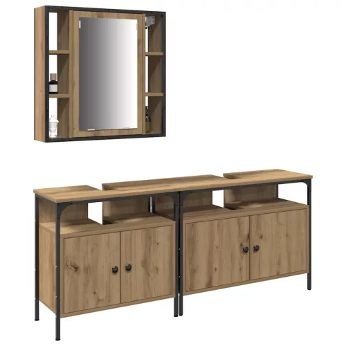 Fürdőszobai Mosdószekrények 3 pcs Barna 80 x 30 x 60 cm Faanyag