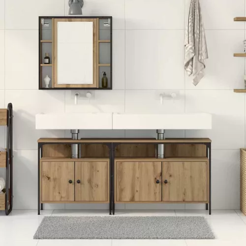 Fürdőszobai Mosdószekrények 3 pcs Barna 80 x 30 x 60 cm Faanyag