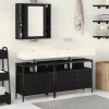 Fürdőszobai Mosdószekrények 3 pcs Fekete 80 x 30 x 60 cm