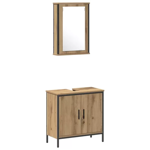 Fürdőszoba bútor szett 3 pcs Barna 33 x 33 x 185.5 cm Faanyag