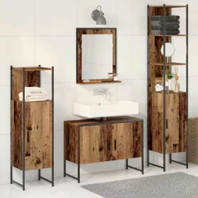   Fürdőszoba bútor szett 4 pcs Barna 33 x 33 x 185.5 cm Faanyag