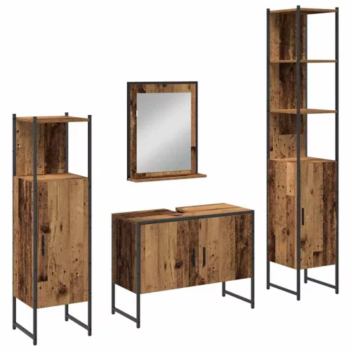 Fürdőszoba bútor szett 4 pcs Barna 33 x 33 x 185.5 cm Faanyag