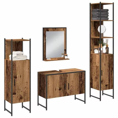 Fürdőszoba bútor szett 4 pcs Barna 33 x 33 x 185.5 cm Faanyag