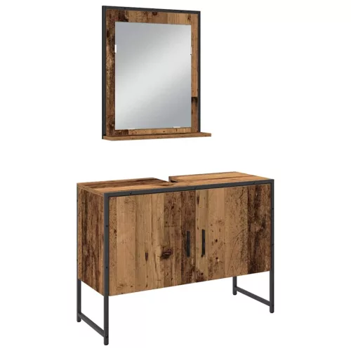 Fürdőszoba bútor szett 4 pcs Barna 33 x 33 x 185.5 cm Faanyag