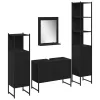 Fürdőszoba bútor szett 4 pcs Fekete 33 x 33 x 185.5 cm Faanyag