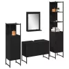 Fürdőszoba bútor szett 4 pcs Fekete 33 x 33 x 185.5 cm Faanyag