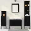 Fürdőszoba bútor szett 4 pcs Fekete 33 x 33 x 185.5 cm Faanyag