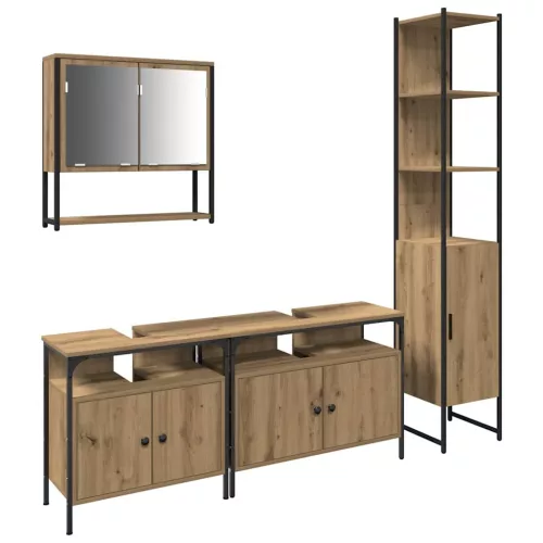 Fürdőszoba bútor szett 4 pcs kézműves tölgy 33 x 33 x 185.5 cm